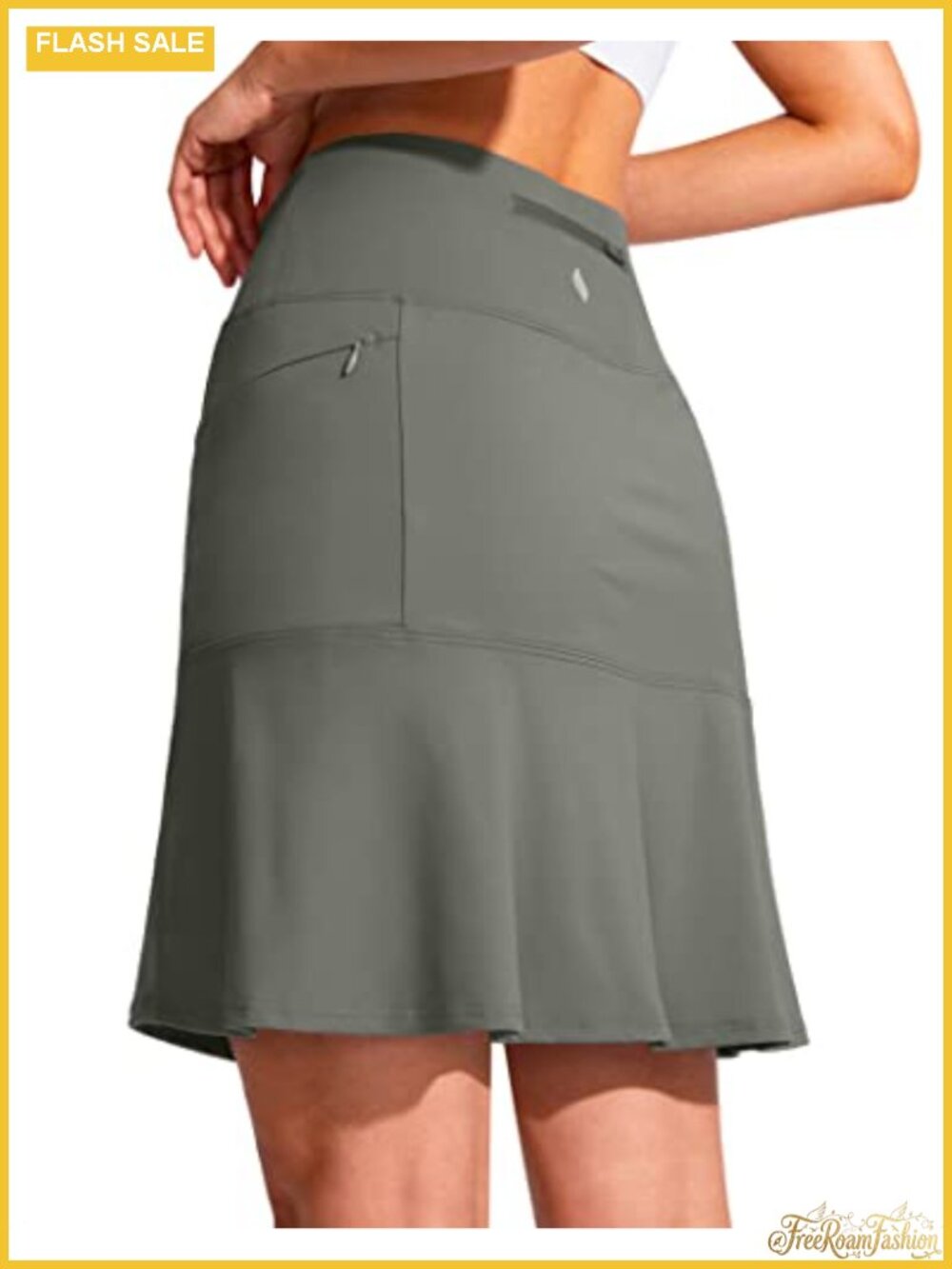 19" Ruffle Golf Skort High Waist Knee Length Athletic Skirt